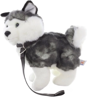 Pluche Husky met riem 25 cm