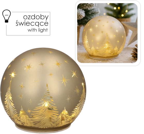 Glazen gouden LED-bol met sterrenhemel-effect 12 × 11 cm