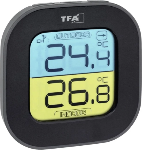 TFA Fun draadloze thermometer met zender, zwart - 1 stuk