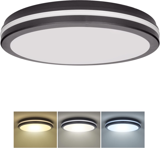 Solight LED plafondlamp Gari 44 W 3960 lm 3CCT IP65 zwart