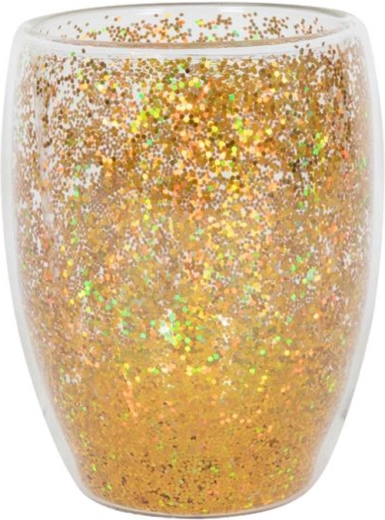 Glas met dubbele wand 350 ml – gouden confetti