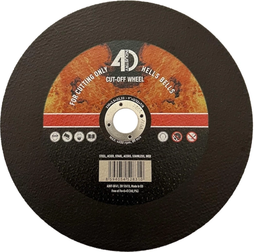 Doorslijpschijf voor staal en rvs 230 × 2,5 × 22,2 mm