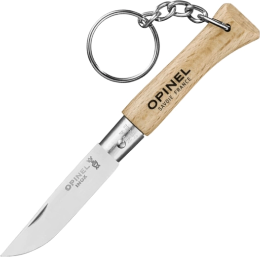Opinel N°04 VRI zakmes voor aan de sleutelbos met beukenhouten handgreep