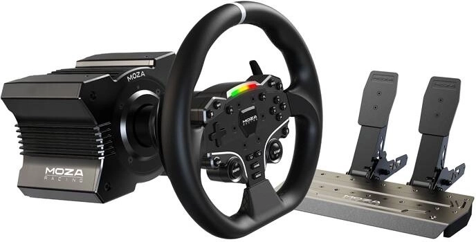 MOZA R5 raceset met ES-stuur, SR-P Lite-pedalen en bureaubevestiging voor pc