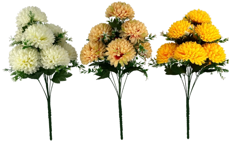 Kunsttak – boeket chrysanten 51 cm, mix kleuren