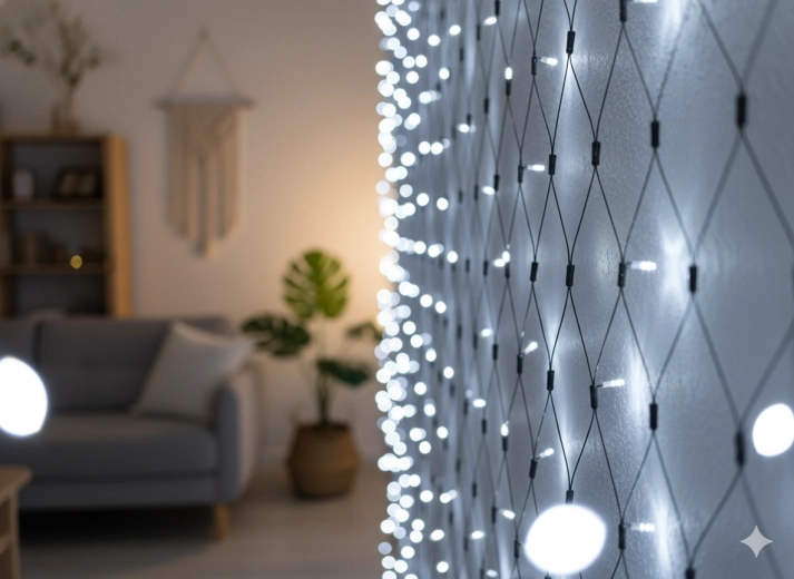 Lichtgordijn-net LED 320 koudwit, 3 × 2 m, interieur en exterieur