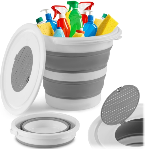 Opvouwbare siliconen emmer met deksel 10 l Massido