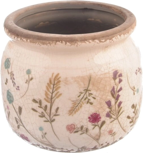 Keramische bloempot met bloemenmotief 12 × 12 × 10 cm