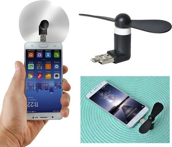 Mini ventilator voor telefoon 2-in-1 usb/microusb – zwart
