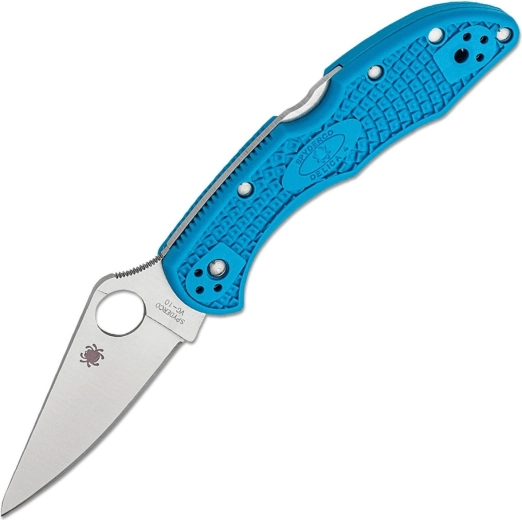 Spyderco Delica 4 blauw EDC vouwmes met vlakke slijping, VG-10, Satin