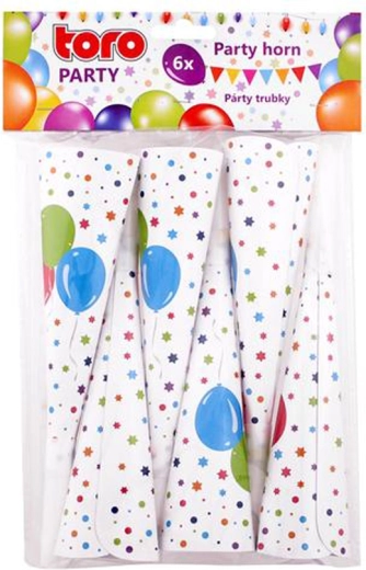 Papieren feesttoeters 19 cm, 6 st.