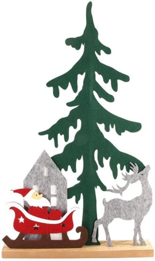 Vilt kerstdecoratie Kerstman op slee 32 cm