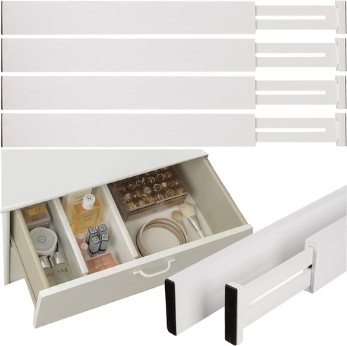 Ruhhy verstelbare bamboe lade-organizer wit (4 stuks)