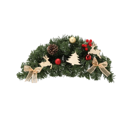 Hangende kerstkrans 46 cm in rood-goud