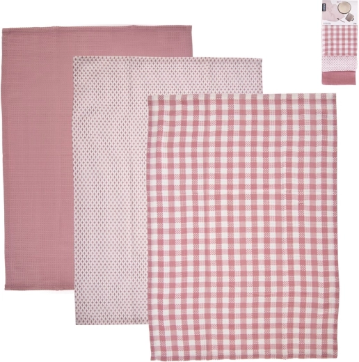 Katoenen keukendoeken Dekor roze - 3 stuks