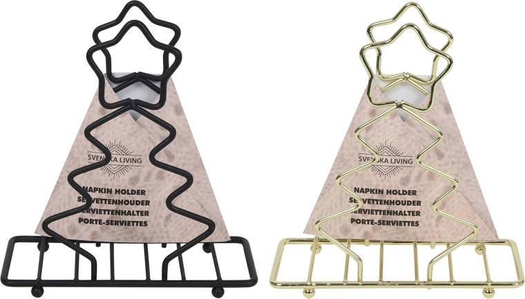 Servethouder Kerstboom goud/zwart