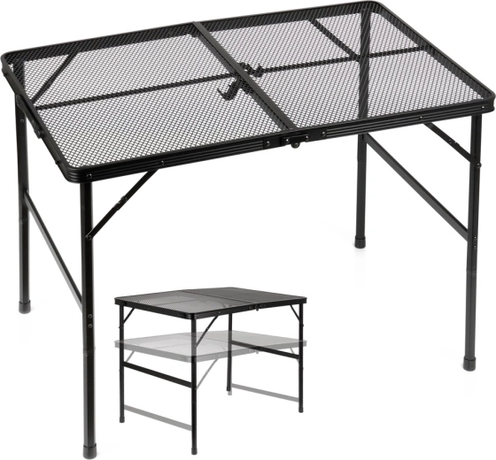 Vilde opvouwbare campingtafel 2-in-1 met verstelbare hoogte zwart 90 × 60 cm