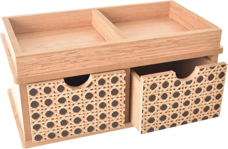 BOHO sieradendoos van hout met twee lades