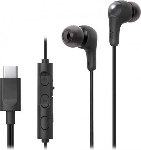 JVC Gumy Connect bedrade in‑ear oordopjes USB‑C met microfoon – zwart