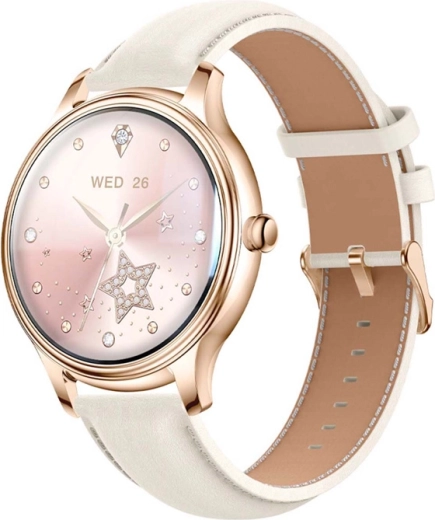 Slimme horloge Colmi L28 goud met leren band