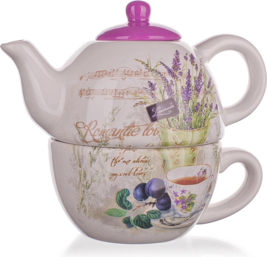 Keramische theepot met kop LAVENDER 360 ml + 330 ml