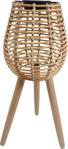 zonne-rotan lantaarn op houten poten 52 cm led