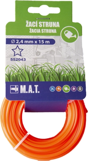 Vervangende trimdraad 2,4 mm ster, 15 m – donkeroranje nylon