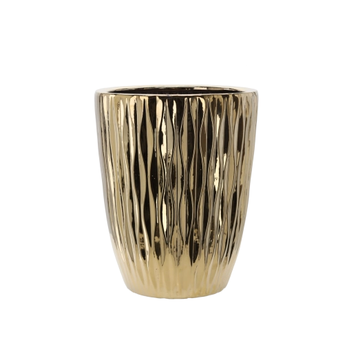 Keramische bloempot 29 × 29 × 41,5 cm goud glans