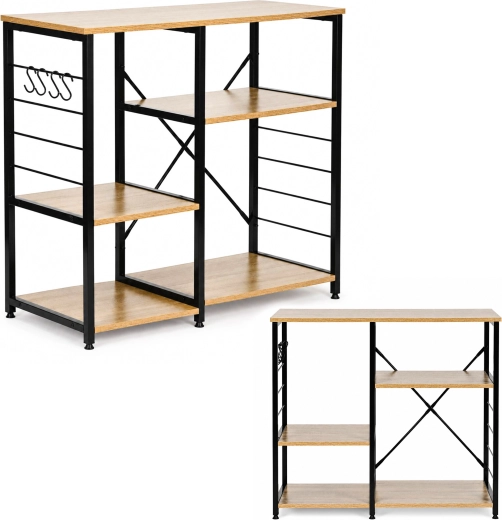 ModernHome vrijstaand keukenrek met haken 90 cm, loft, licht eiken