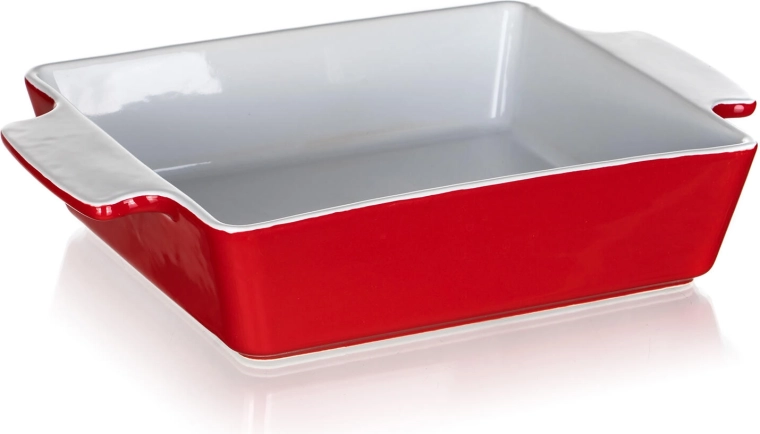 Keramische ovenschaal rechthoekig 39 × 22 cm Culinaria rood/wit