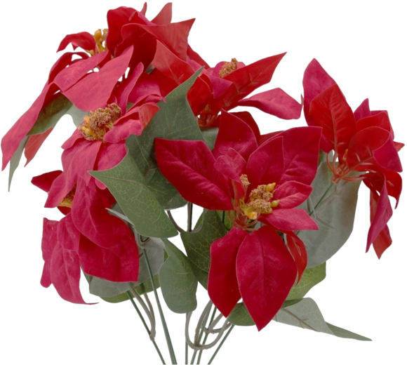 Synthetisch takje met boeket kerststerren 42 cm – rood