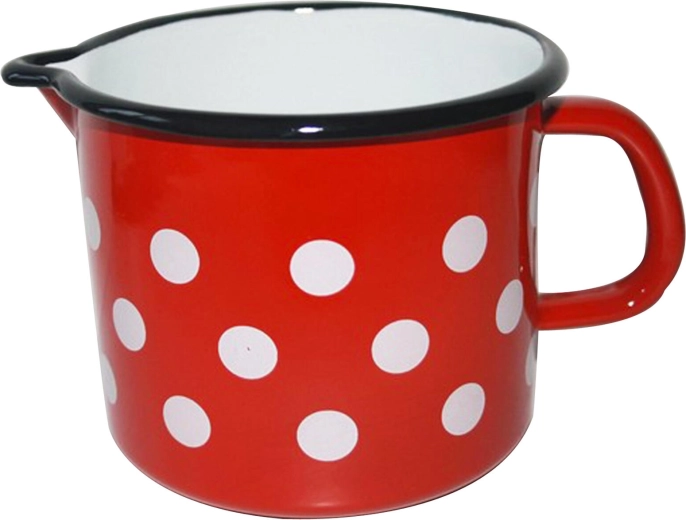 Geëmailleerde mok met schenktuit Stip, 1,2 l, rood