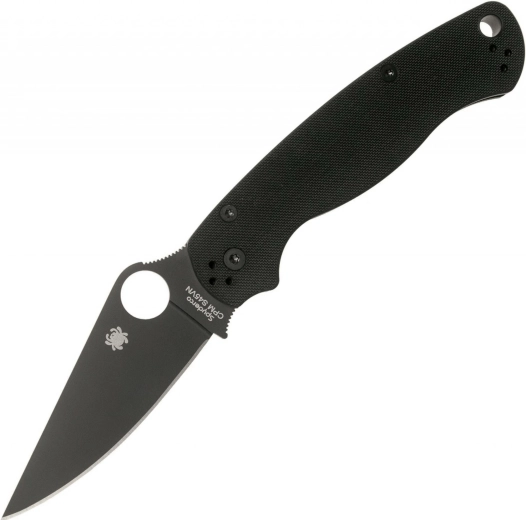 Spyderco Para Military 2 zakmes 8,7 cm DLC, volledig zwart, G10