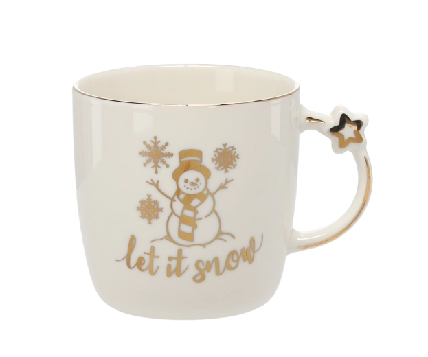 Porseleinen kerstbeker 360 ml met motieven Let it Snow