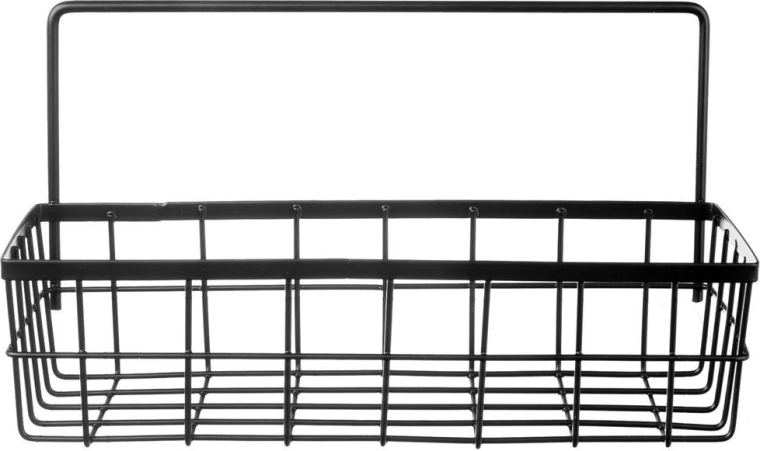 Hangende keukenplank voor reling, metalen zwart RADKA 30 × 10,5 × 17 cm