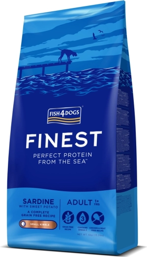 Brokjes voor kleine volwassen honden met sardine en zoete aardappel FISH4DOGS Finest 6 kg