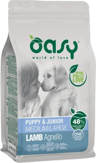 Oasy One Animal Protein brokjes voor puppy’s van middelgrote en grote rassen lam 2,5 kg