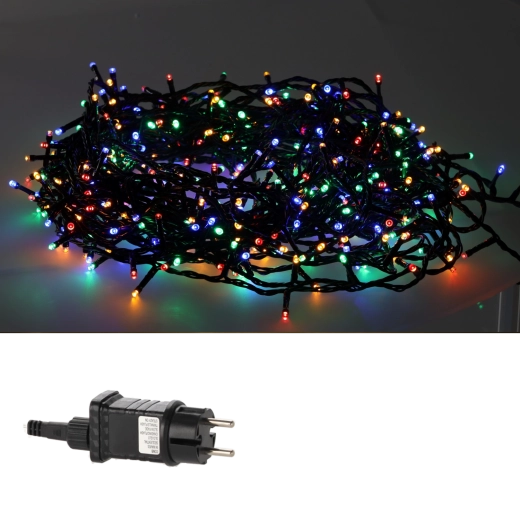 Kerst-ledlichtsnoer met 500 leds, multicolor met koud knipperlicht, 25 m