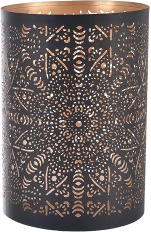 Metalen kandelaar Mandala zwart-goud 12 cm