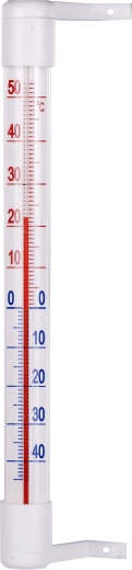 Buitenthermometer van kunststof met rood‑blauwe schaal