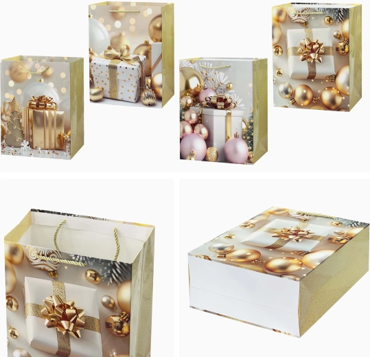 Kerstcadeauzak 32 × 26 × 12 cm, mix van motieven