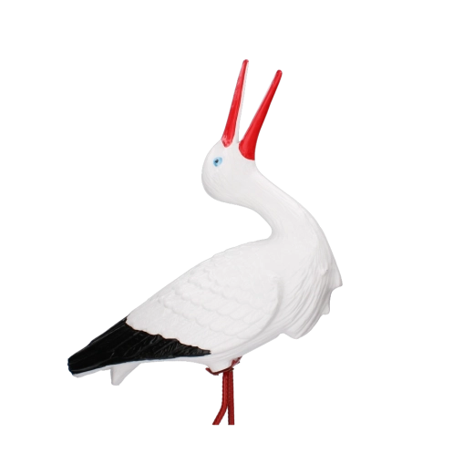 Kunststof tuinfiguur van een ooievaar op metalen poot