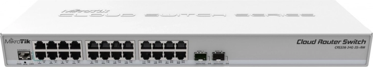 beheerde 24× gigabit ethernet-switch met 2× sfp+ mikrotik crs326-24g-2s+rm