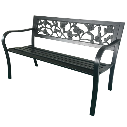 Metalen tuinbank Garden Line 125 cm met rugleuning met rozenmotief - 1 stuk