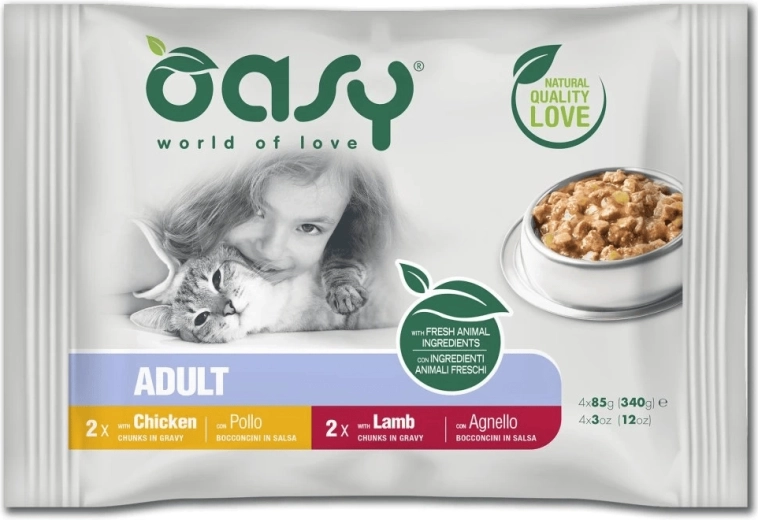 Oasy kuipjes voor katten in saus – vleesselectie 4×85 g