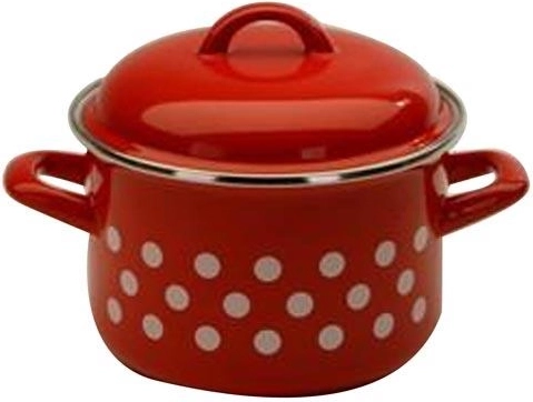 Geglazuurde pan met deksel Puntík 16 cm, 2 l, rood