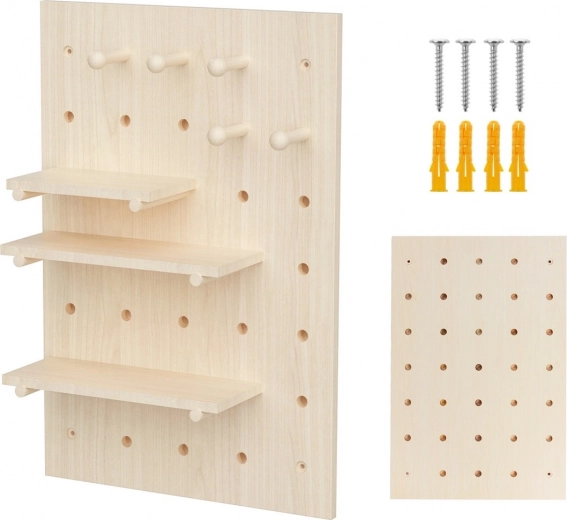 houten wand pegboard organizer 40 × 60 cm, licht hout, 20 kg – Maclean