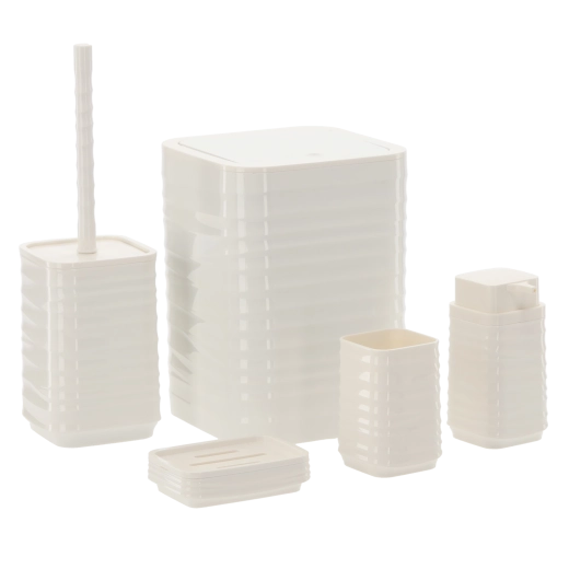 Badkamer set 5-delig vierkant wit van kunststof