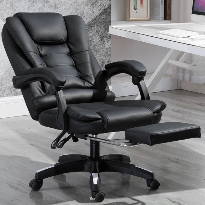 Draaibare fauteuil met massagefunctie en voetensteun, zwart