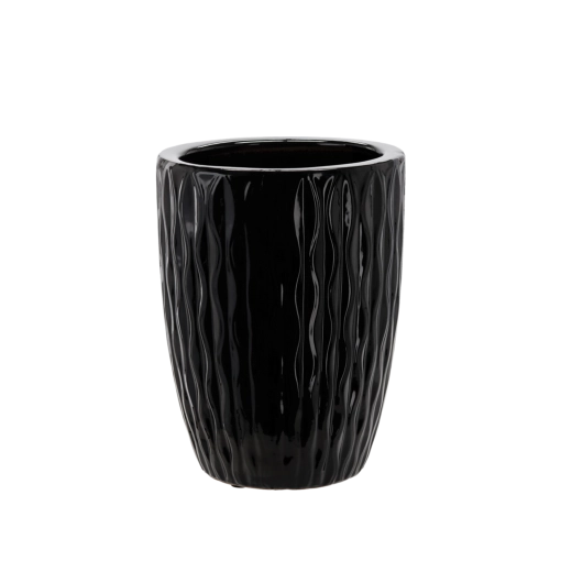 Keramische overpot 24,5 × 24,5 × 33 cm, zwart hoogglans